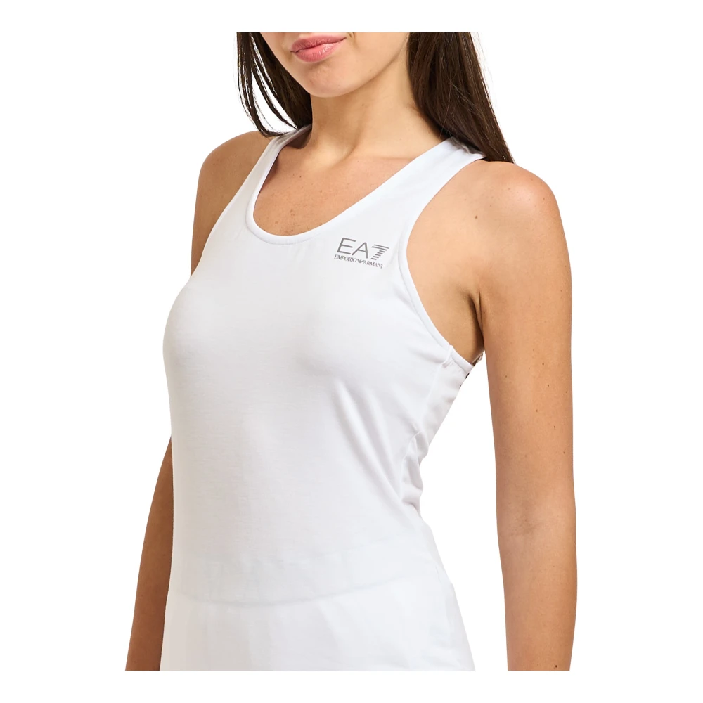 Emporio Armani Kvinno Vit Toppar Dam, Xl, Polyester, Logo Top