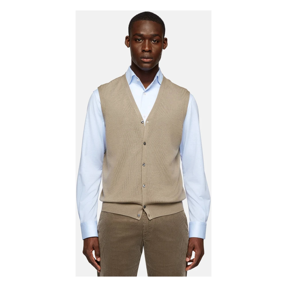 Boggi Milano Merino wollen Gilet 12 Gg Beige Heren