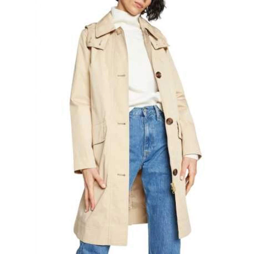 Barbour Beige Trenchcoat met Afneembare Capuchon Beige Dames