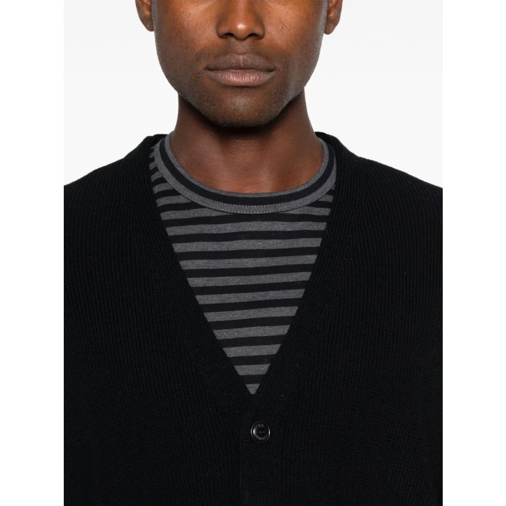 C.P. Company Zwarte Merino Cardigan met knoopsluiting Black Heren