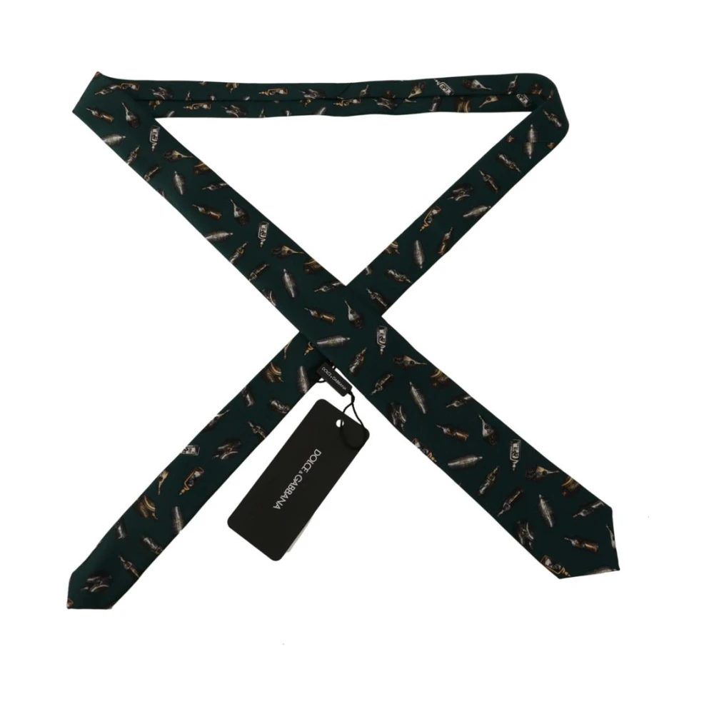 Dolce & Gabbana Zwarte flesprint zijden strik Black Heren