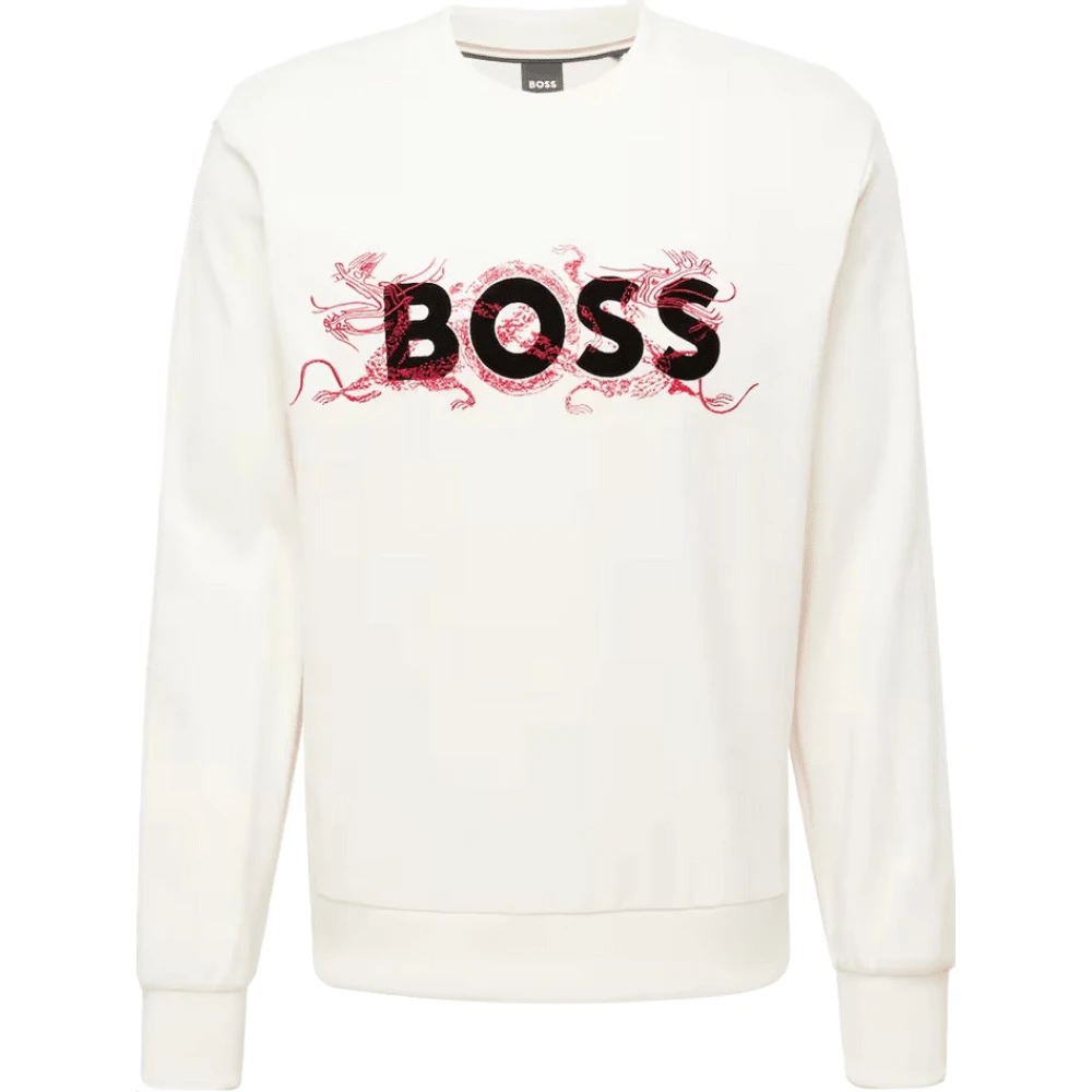 Hugo Boss Gedrukt Logo Sweatshirt White Heren