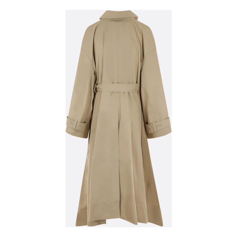 Quira Beige Katoenen Trenchcoat met Oversized Fit Beige Dames