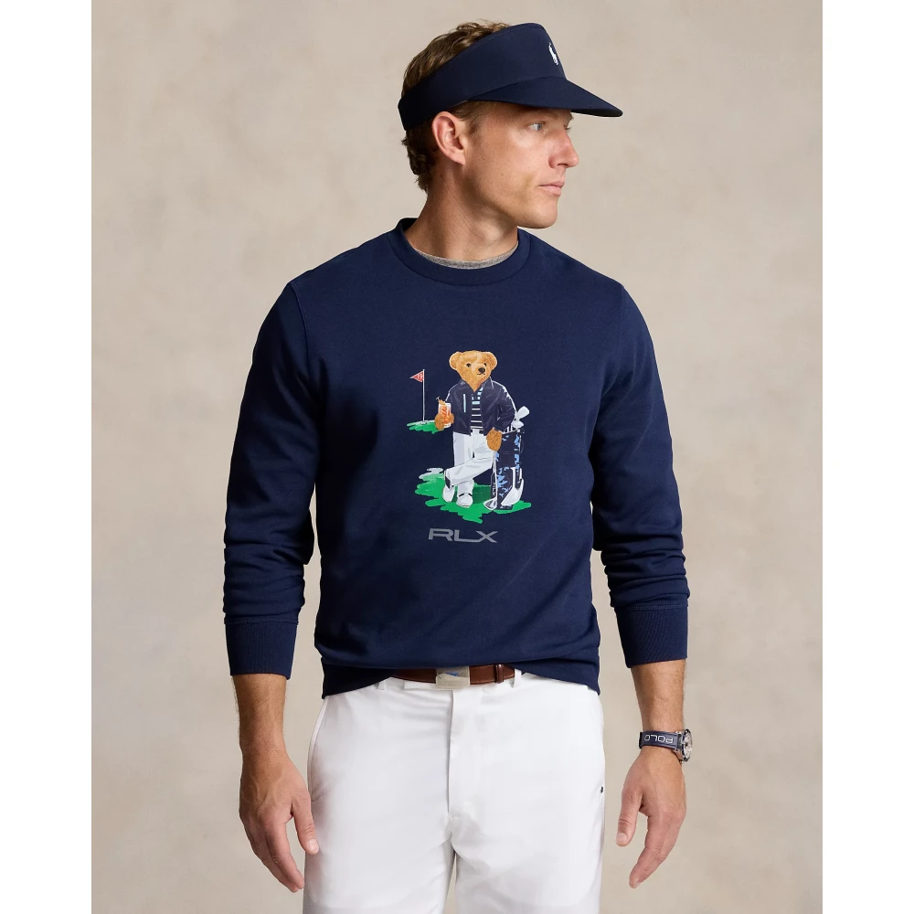 Polo Ralph Lauren Dubbelgebreide Sweatshirt RLX Refined Navy Blue Heren