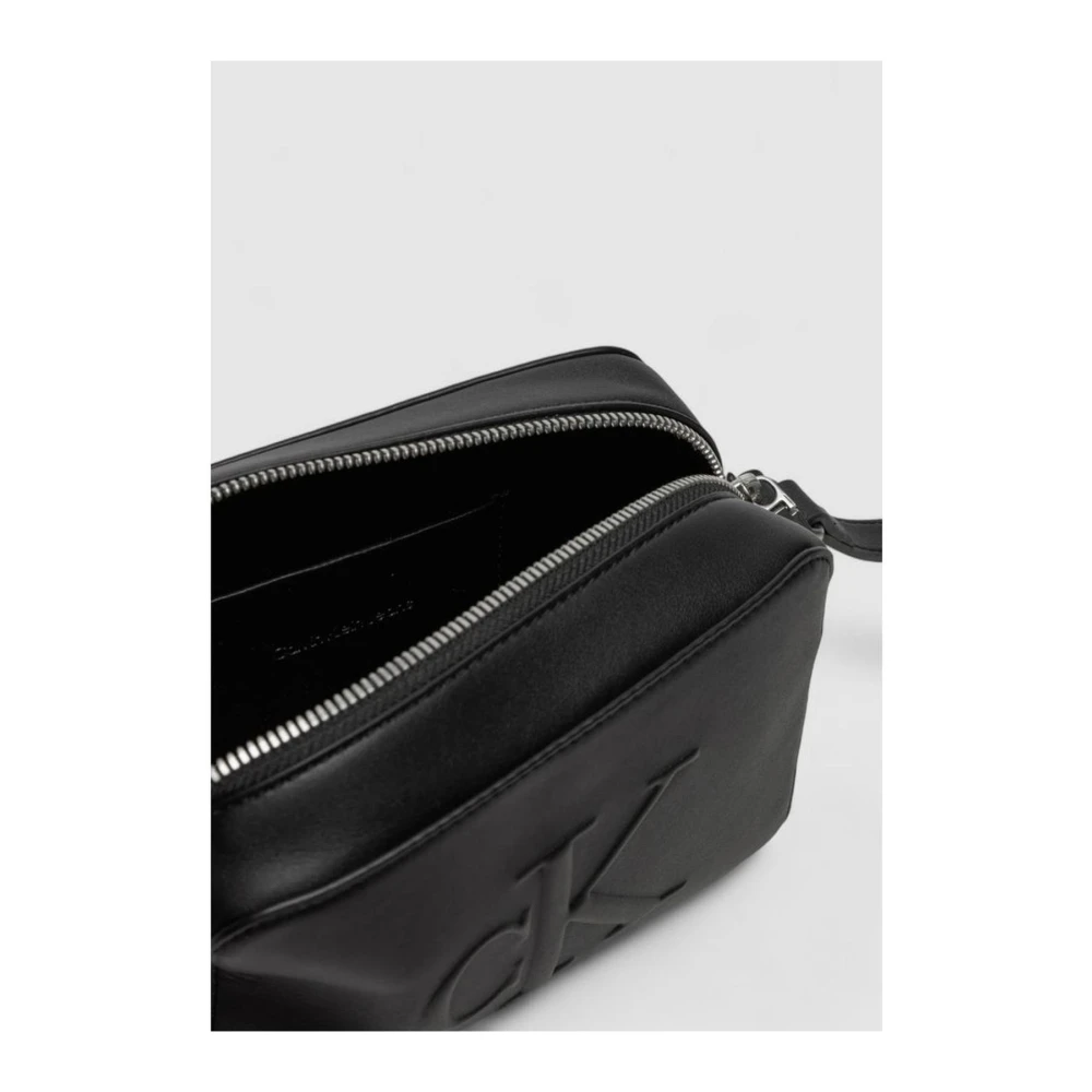Calvin Klein Jeans Zwarte Faux Leren Handtas Collectie Black Dames