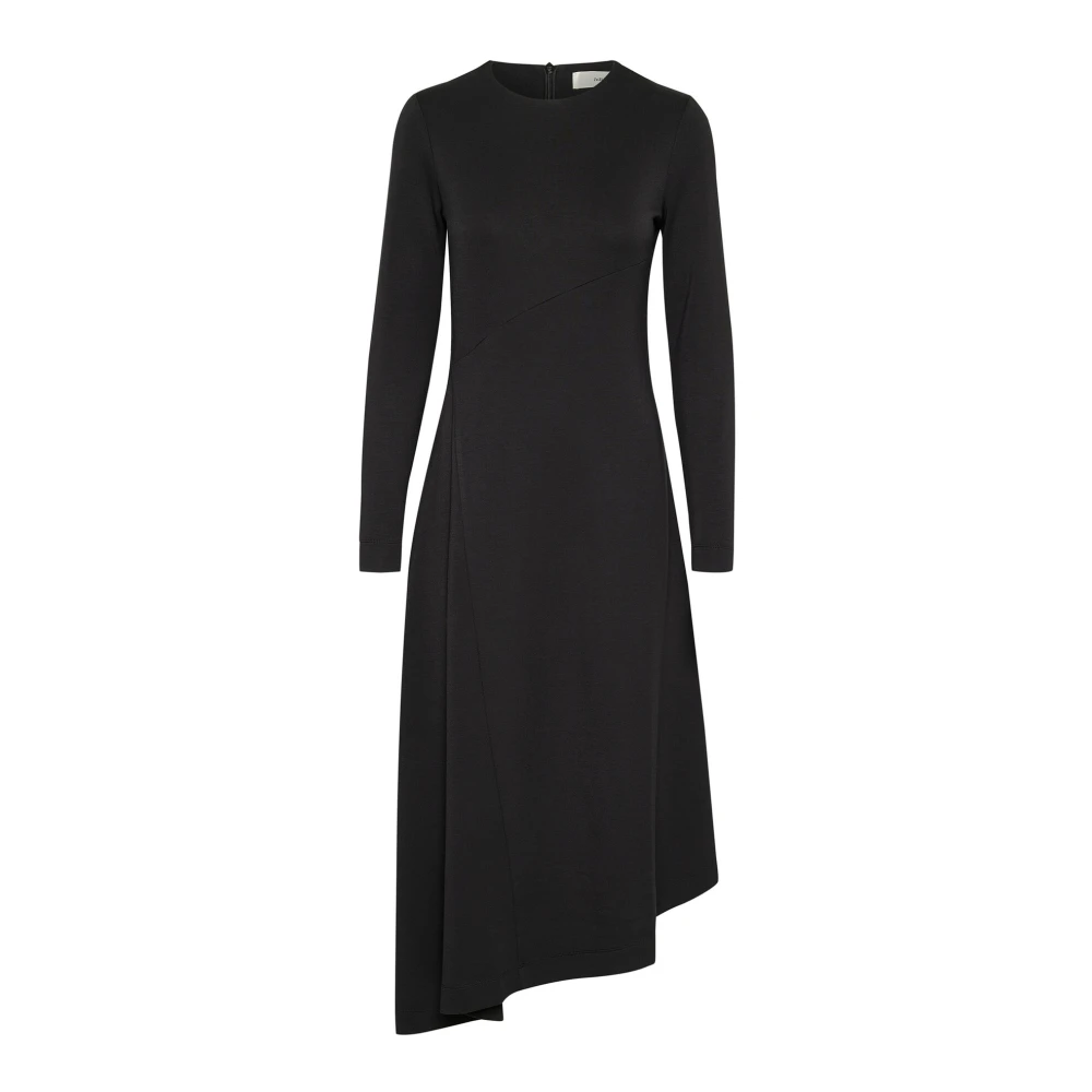 InWear Elegante Zwarte Jurk met Asymmetrische Snit Black Dames