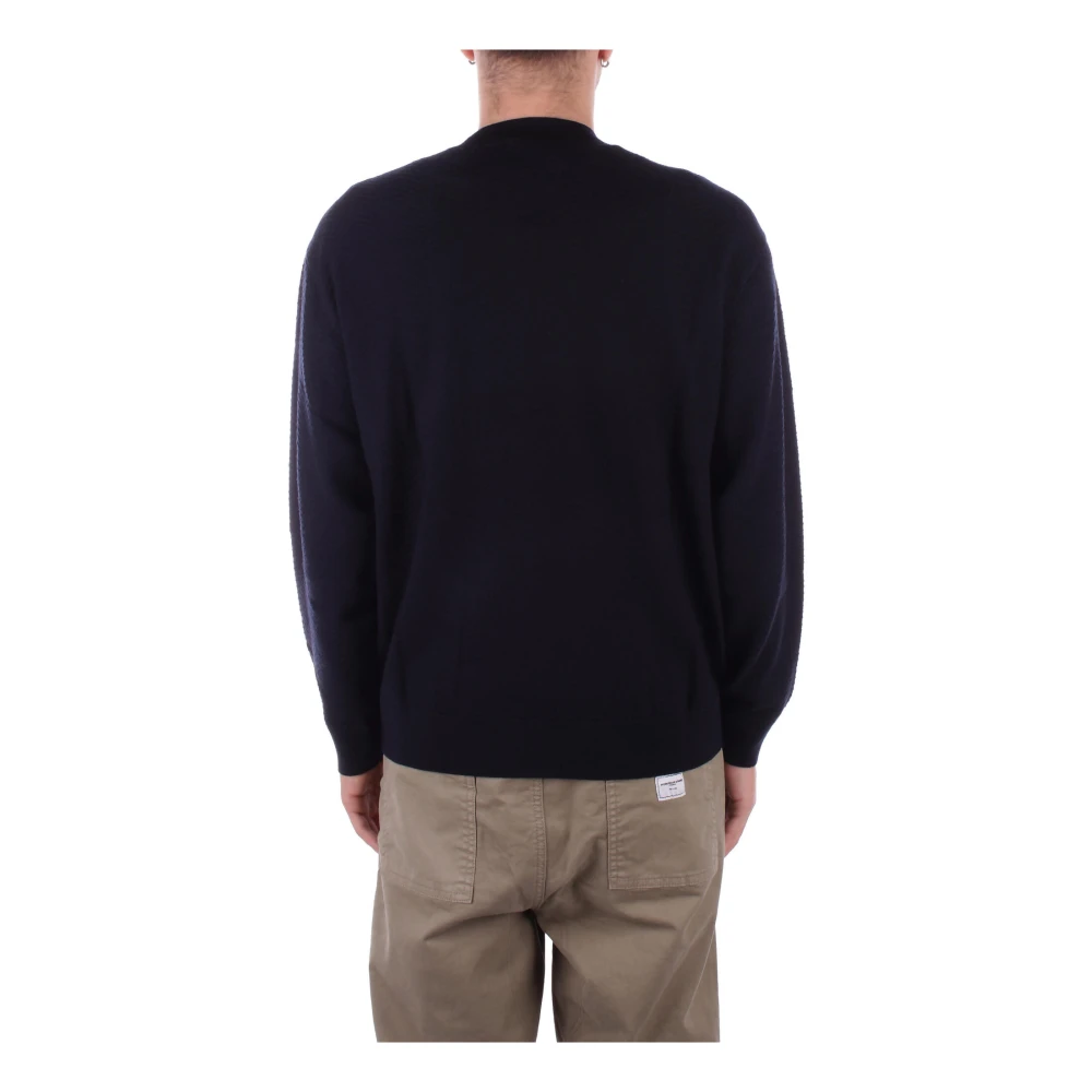 Emporio Armani Blauwe Logo Front Sweater Blue Heren