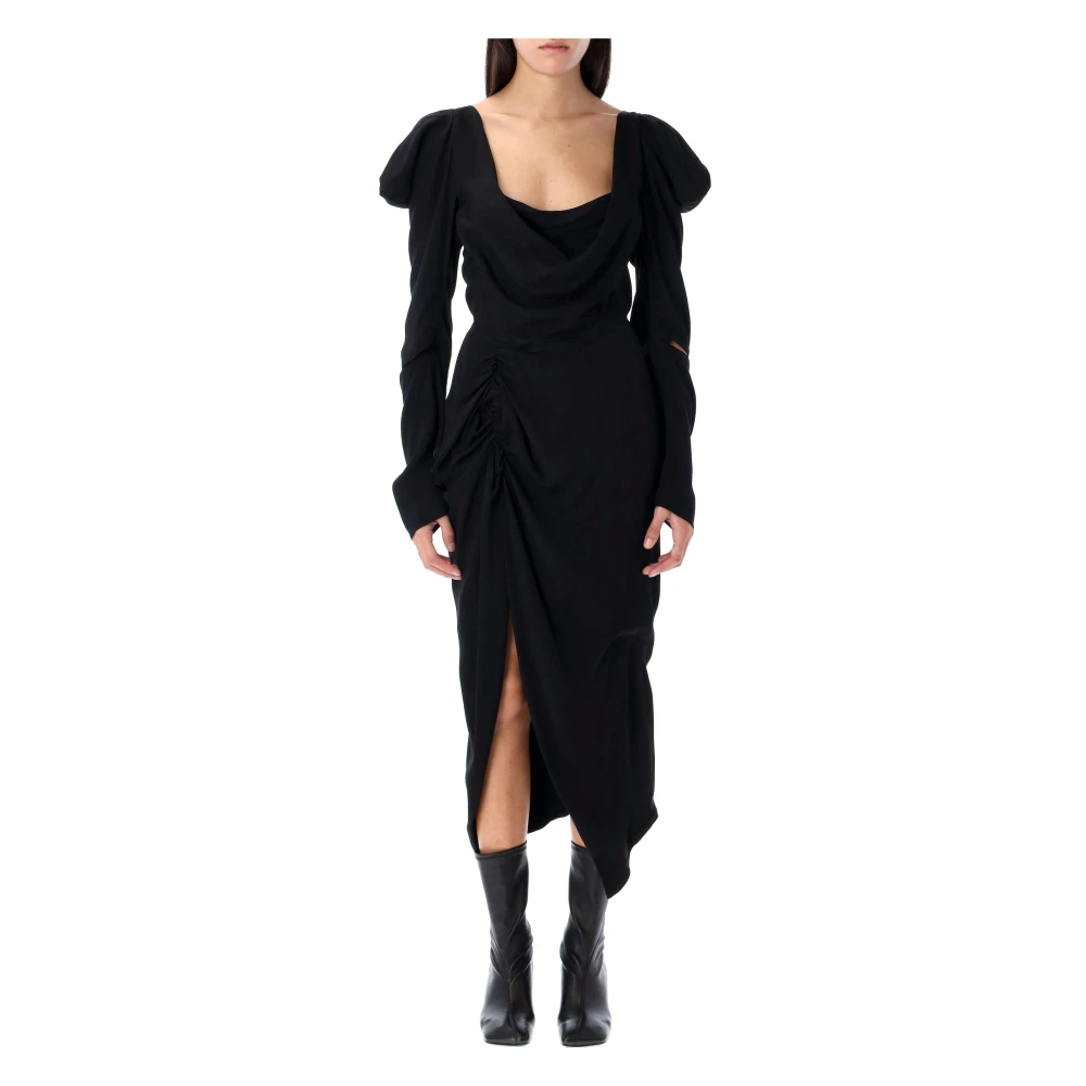 Vivienne Westwood Zwarte Panther Jurk Lange Mouwen Elegant Black Dames