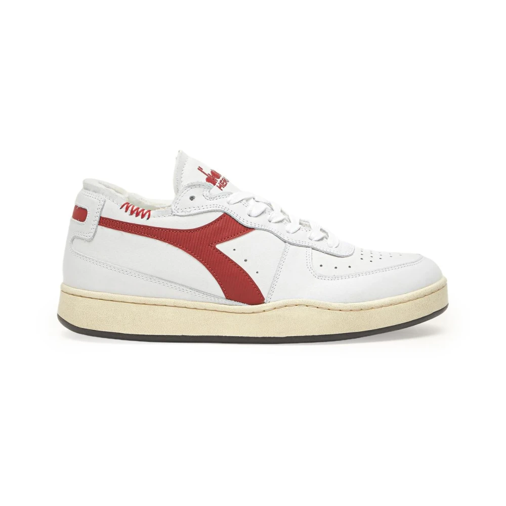 Diadora Sportieve leren sneakers bordeauxrood Heren Schoenen Wit