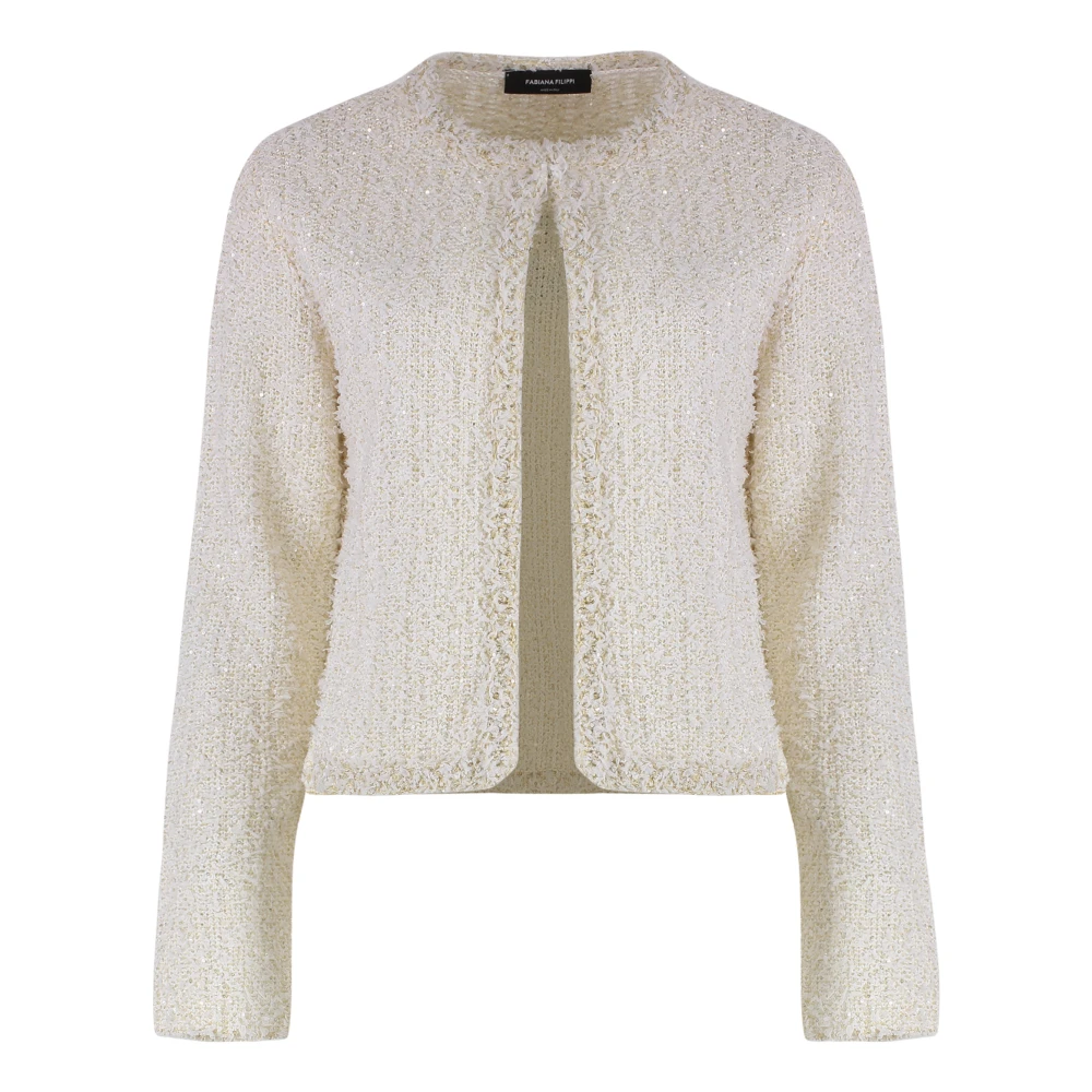 Fabiana Filippi Slim Fit Sequin Tweed Jacket White Dames