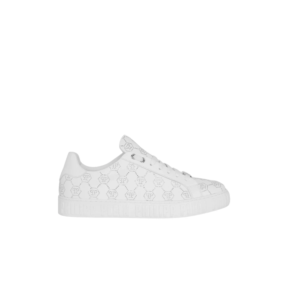 Philipp Plein Low-Top Carson Monogram Strass Sneakers Dames Schoenen Wit