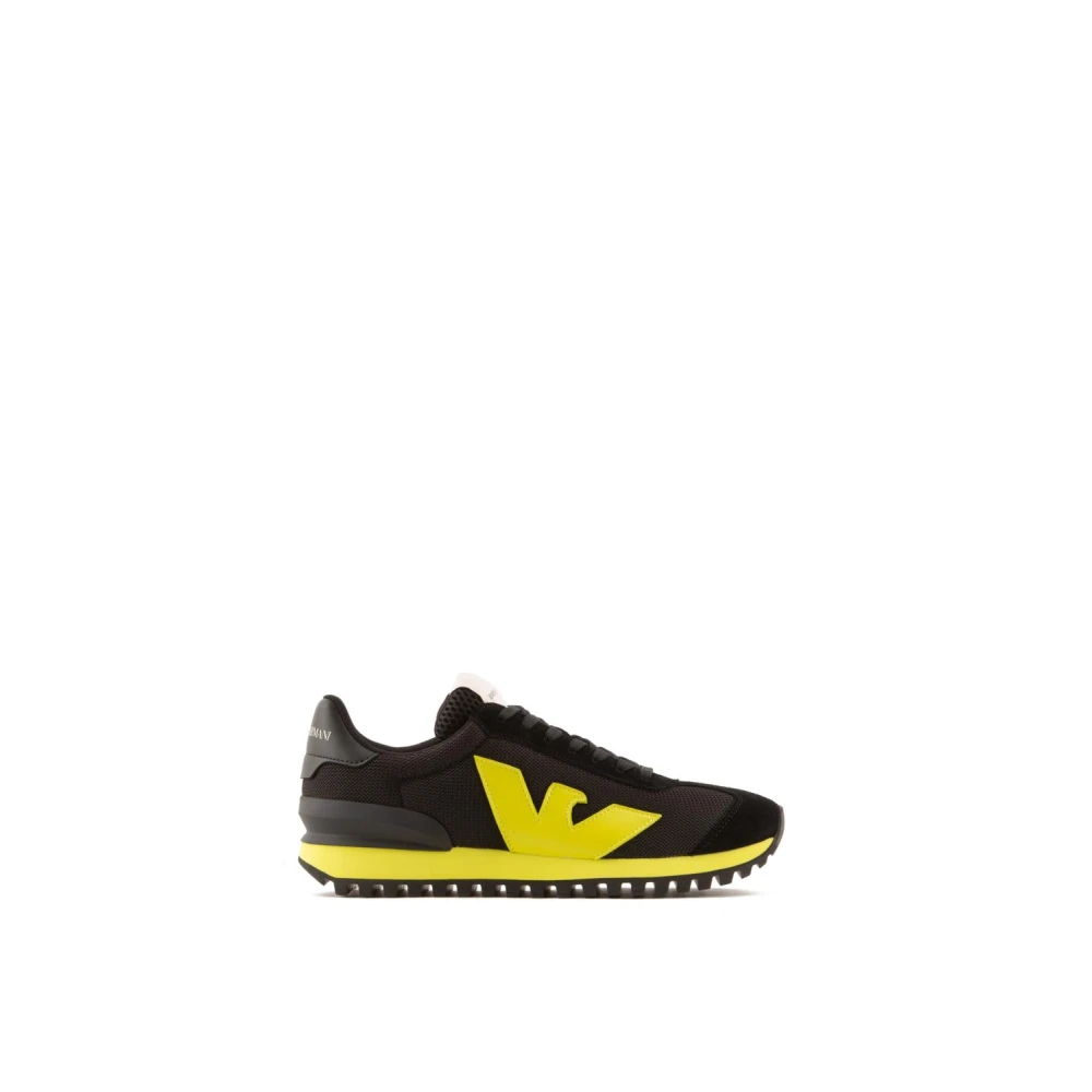 Emporio Armani Mannelijk Zwart Schoenen Heren, 42 Eu, Polyester, Polyester Sneakers