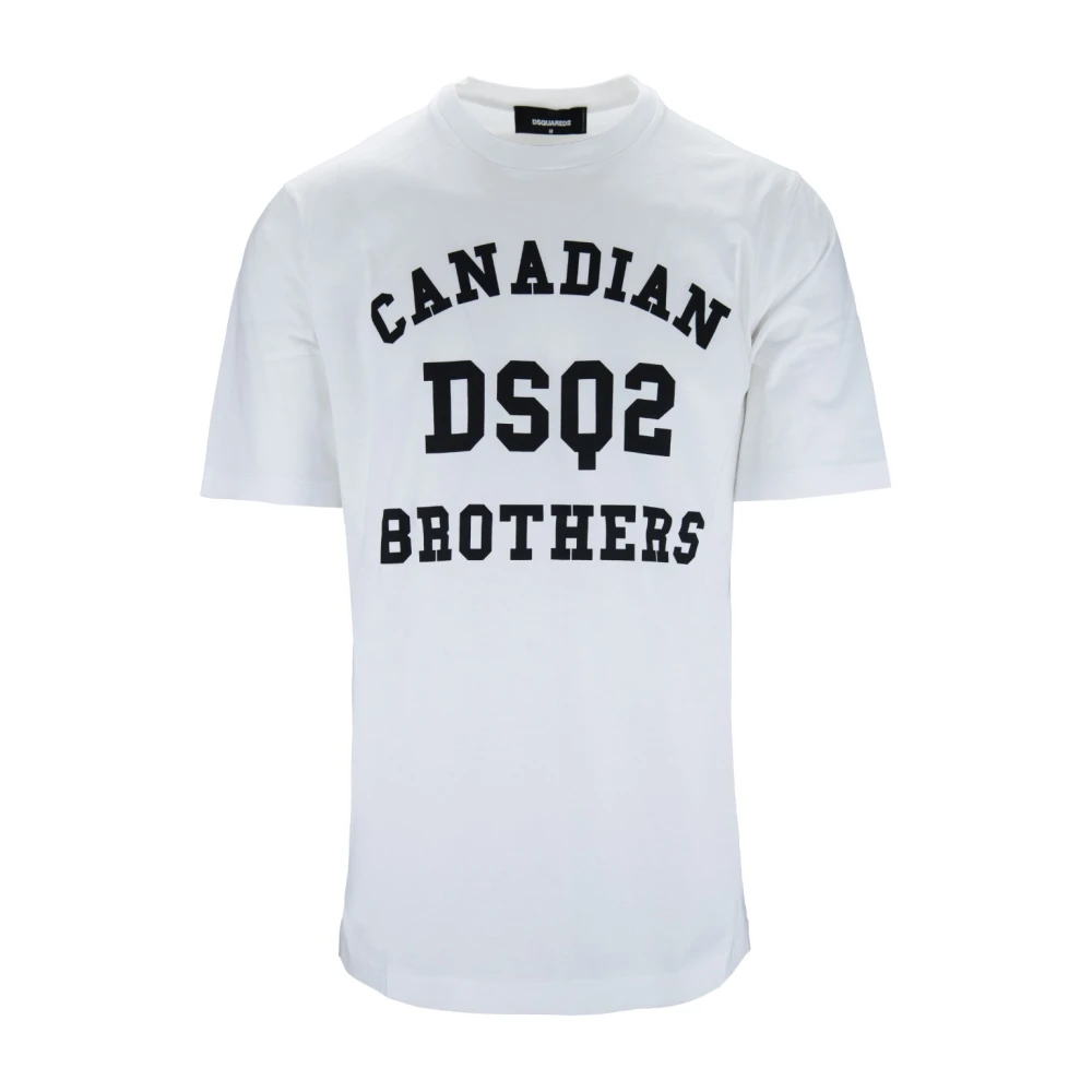 Dsquared2 Heren Bedrukt Katoenen T-Shirt White Heren