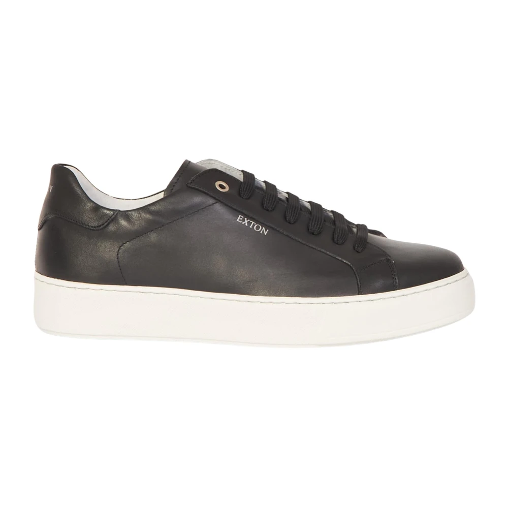 Exton Low Leather Sneakers Heren Schoenen Zwart