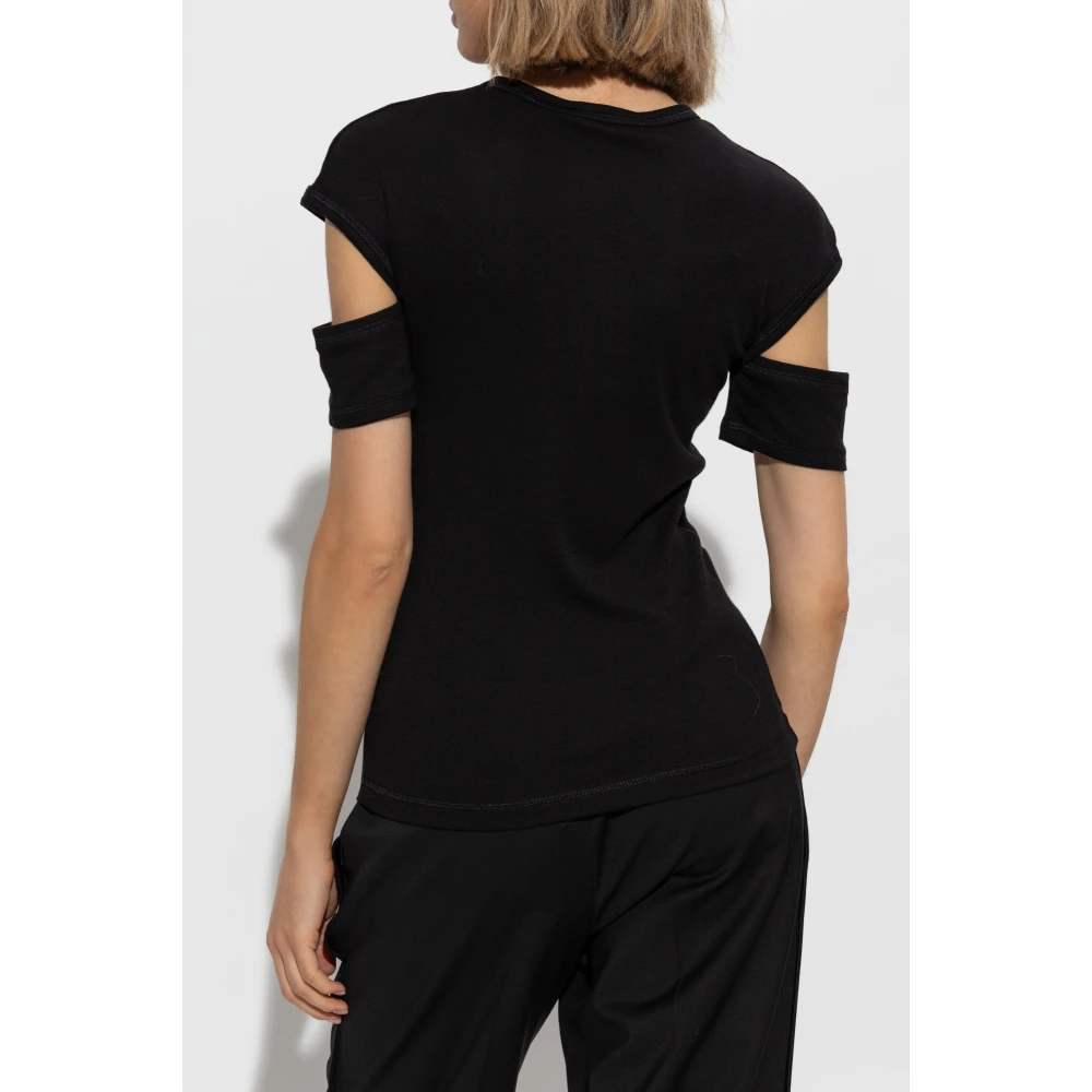 Helmut Lang Top met geborduurd logo Black Dames