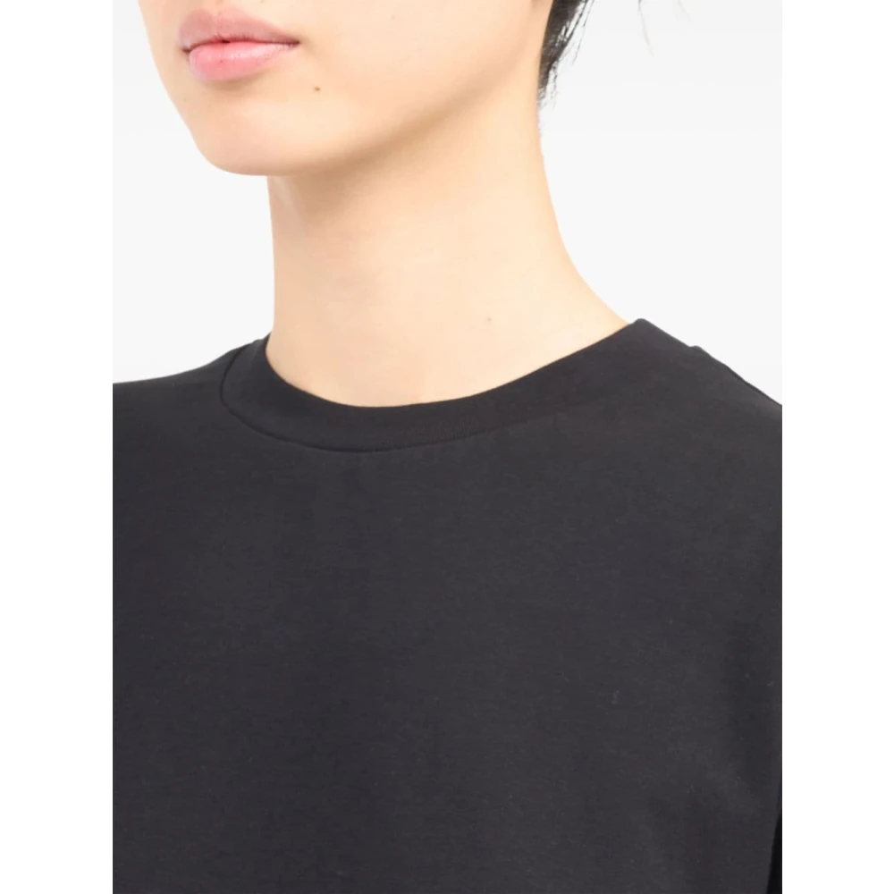 MM6 Maison Margiela Zwart Katoenen T-shirt Geplooid Detail Black Dames