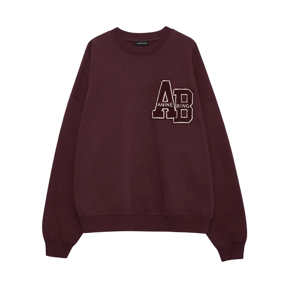 Anine Bing Chenille Patch Sweatshirt Donker Bordeaux Red Dames