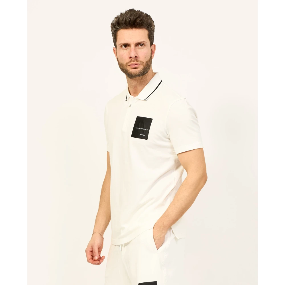 Armani Exchange Organisch Katoenen Polo Shirt Wit White Heren