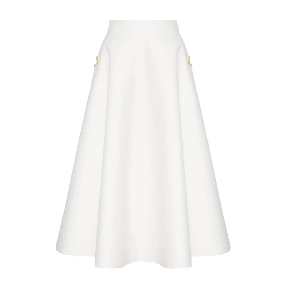 Valentino Garavani Witte Midi Rok Hoge Taille Uitlopend White Dames