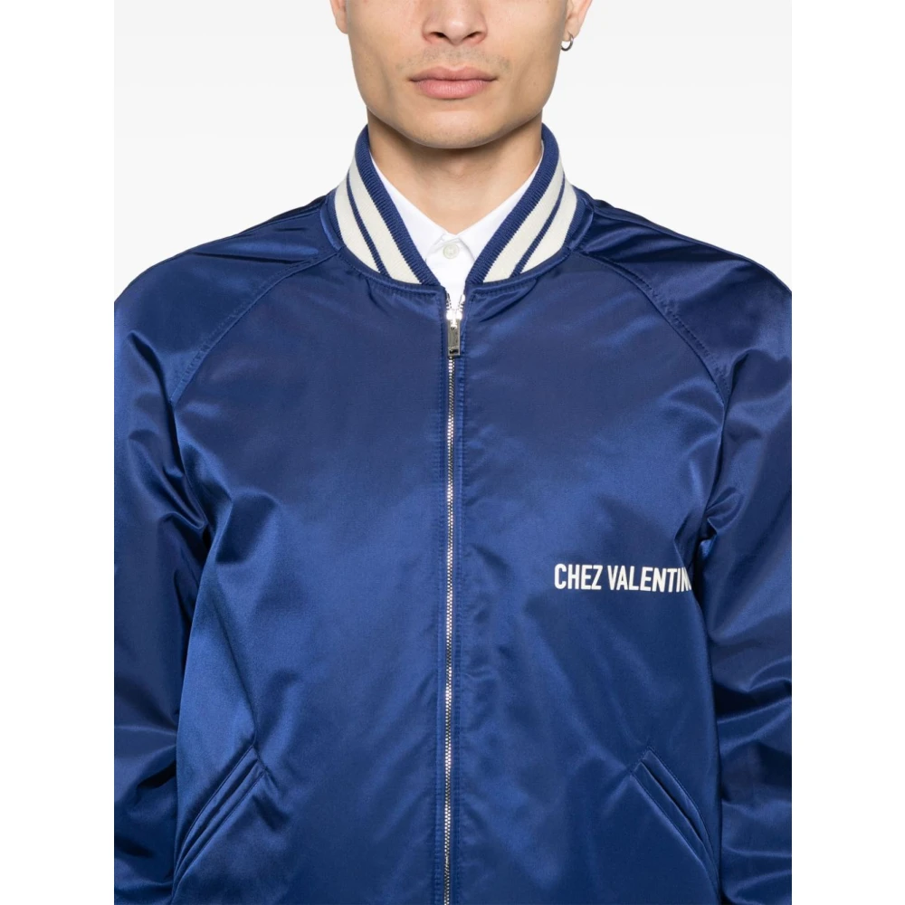 Valentino Blauwe Jas met Rits en Lange Mouwen Blue Heren