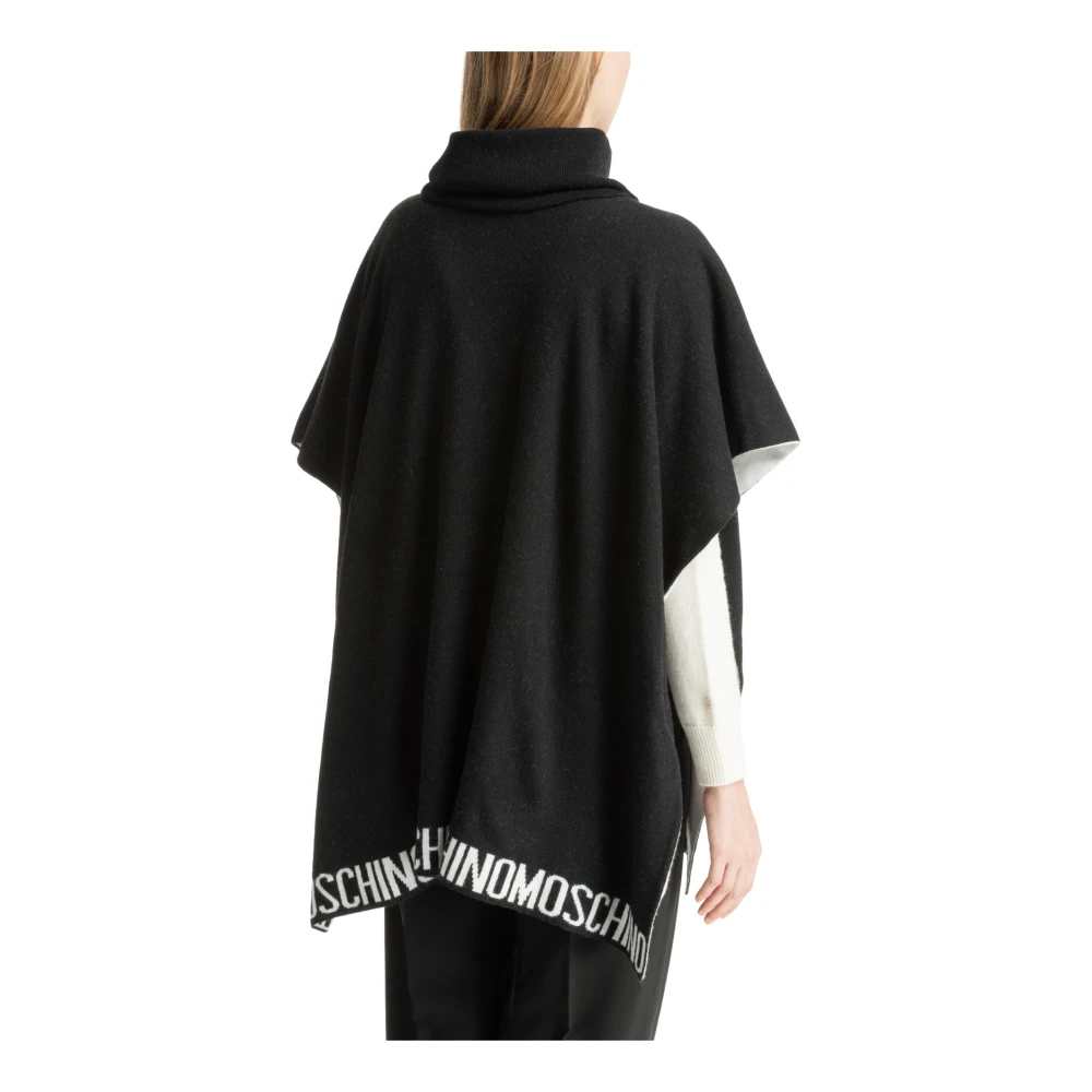 Moschino Effen Logo Poncho Black Dames