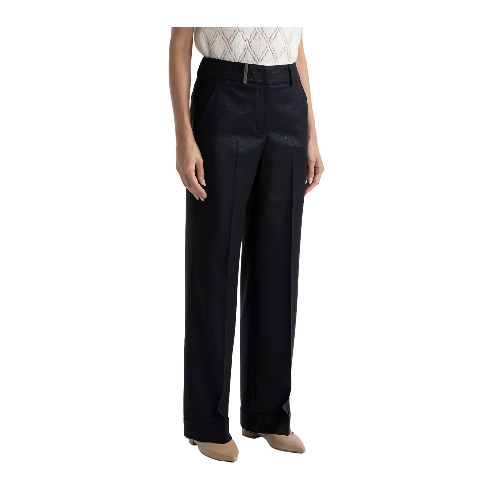PESERICO Lurex wol flanel klassieke broek Blue Dames