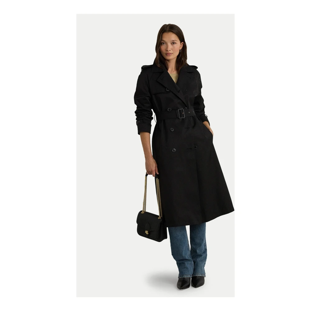 Ralph Lauren Double Breasted Trenchcoat Black Dames