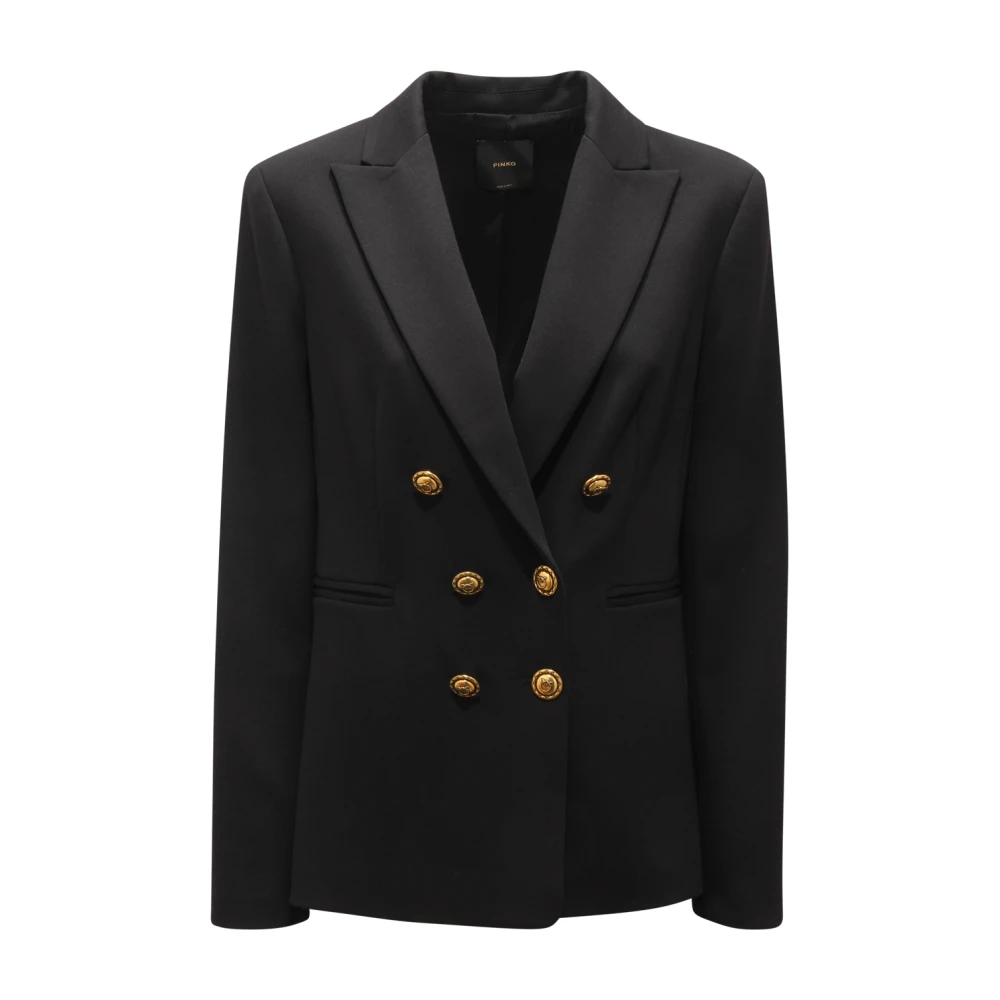 Pinko Women's Black Double-Breasted Wool Jacket