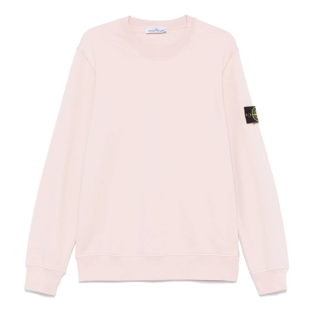 Stone Island Roze Crew-neck Sweaters met Ribbed Hems Pink Heren