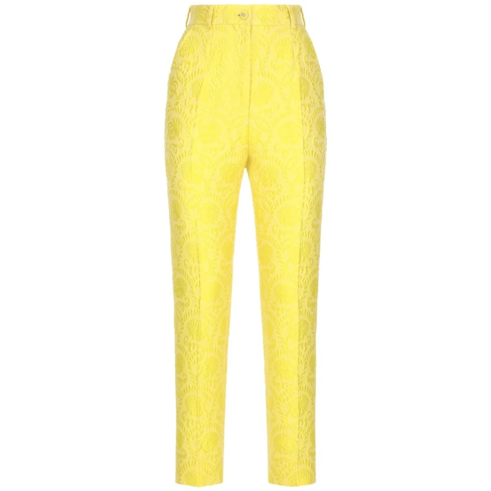 Dolce & Gabbana Jacquard Pantalons Yellow Dames