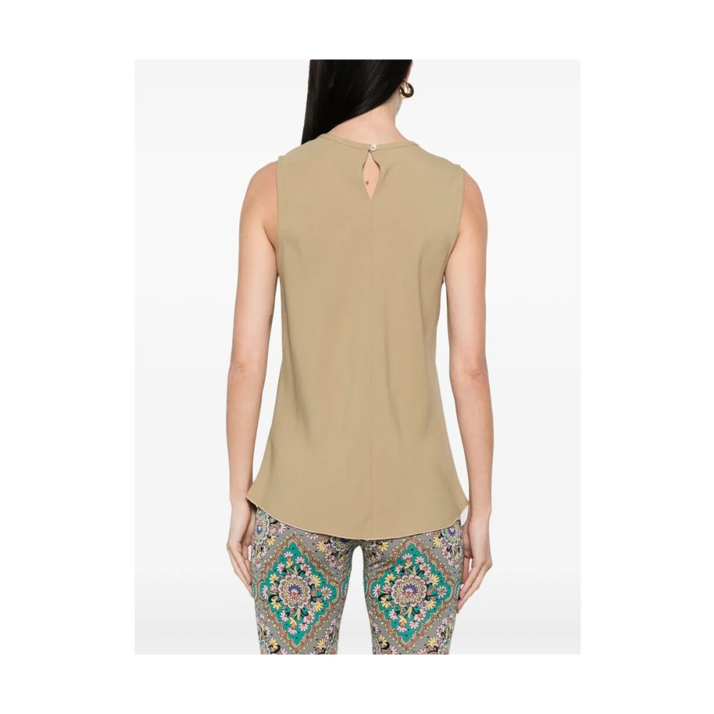 Forte Bruine Teardrop Crew Neck Mouwloze Top Brown Dames