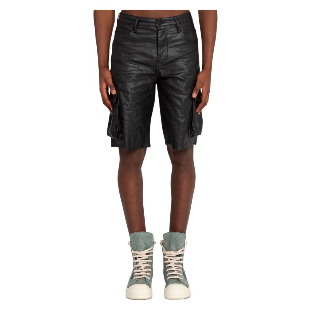 Purple Brand Zwarte High Shine Cargo Shorts Black Heren