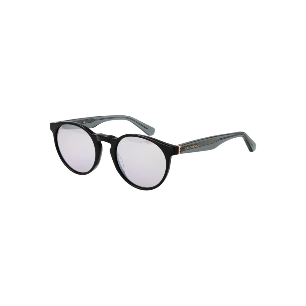 Scotch & Soda Men's Black Round Sunglasses With Mirrored Lenses - Sunglasses - One Size - Accessories