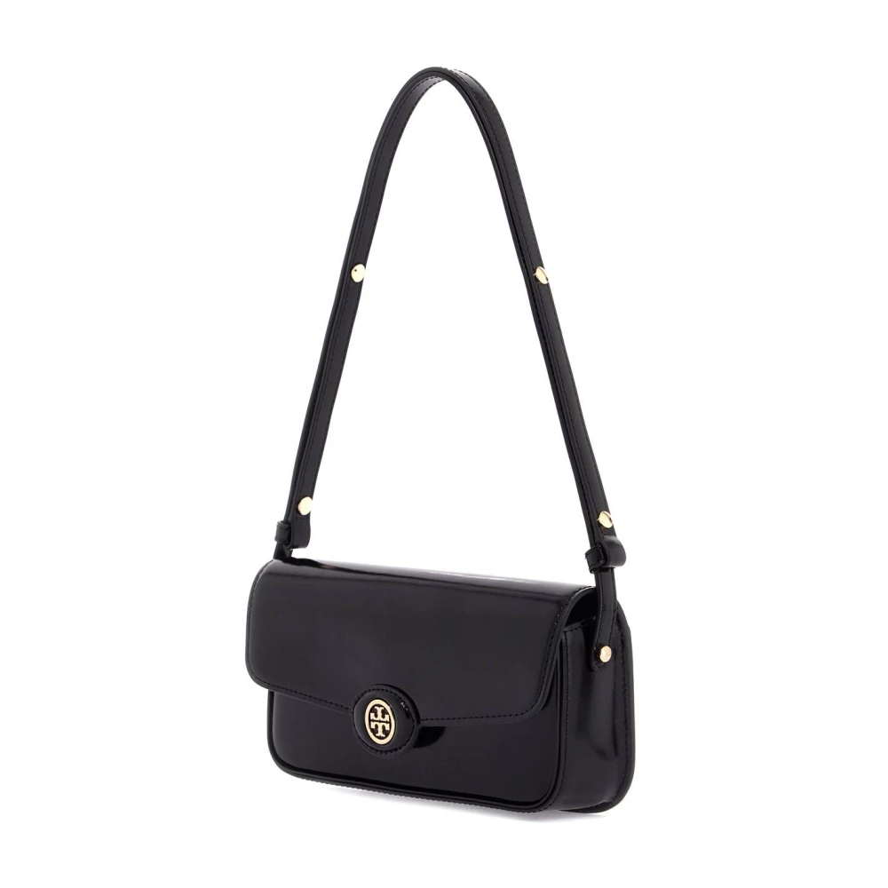 TORY BURCH Schoudertas van geborsteld leer Black Dames