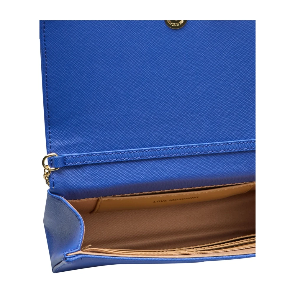 Love Moschino Schoudertas met Ketting en Gouden Details Blue Dames