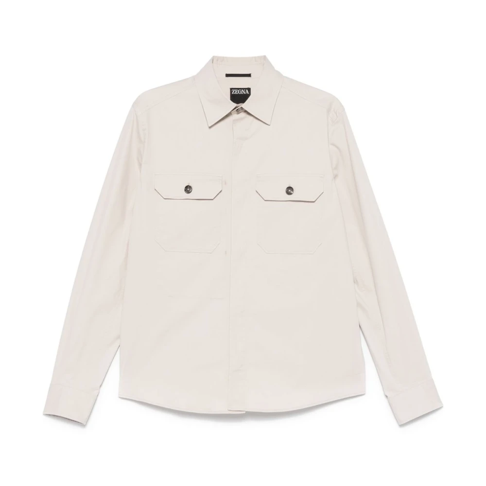 Ermenegildo Zegna Witte Klassieke Kraag Blouse White Heren