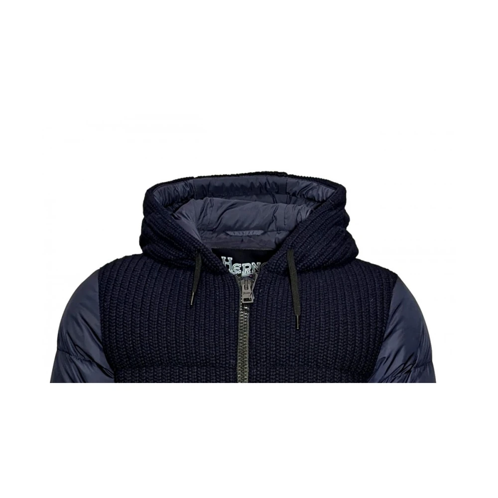 Herno Hybrid Puffer Jacket met Capuchon Blue Heren