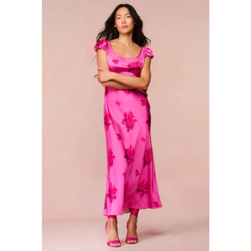 Loveshackfancy Bloemen Satijnen Maxi Jurk Pink Dames