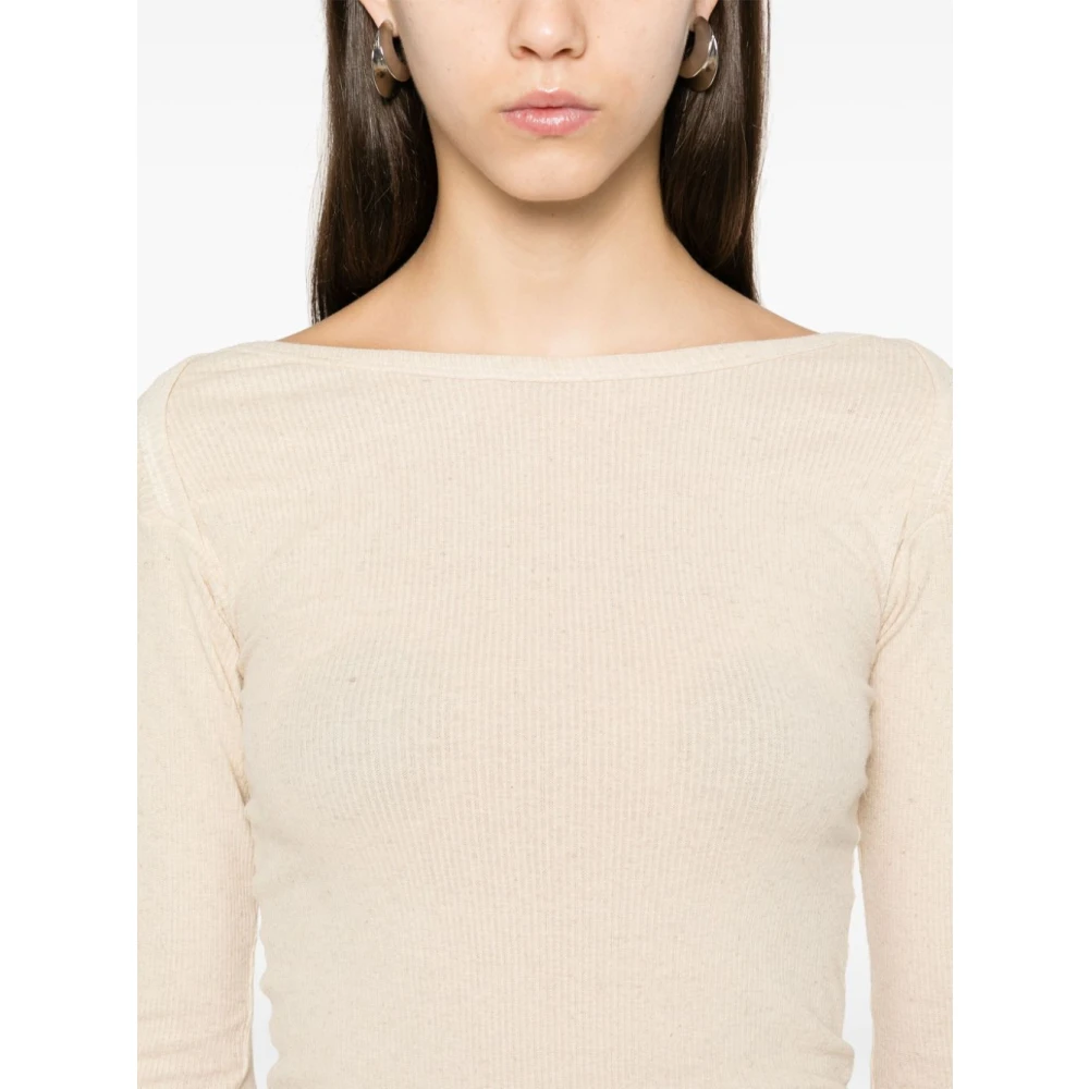 Baserange Beige Linnen Katoen SeaCell T-shirt Beige Dames