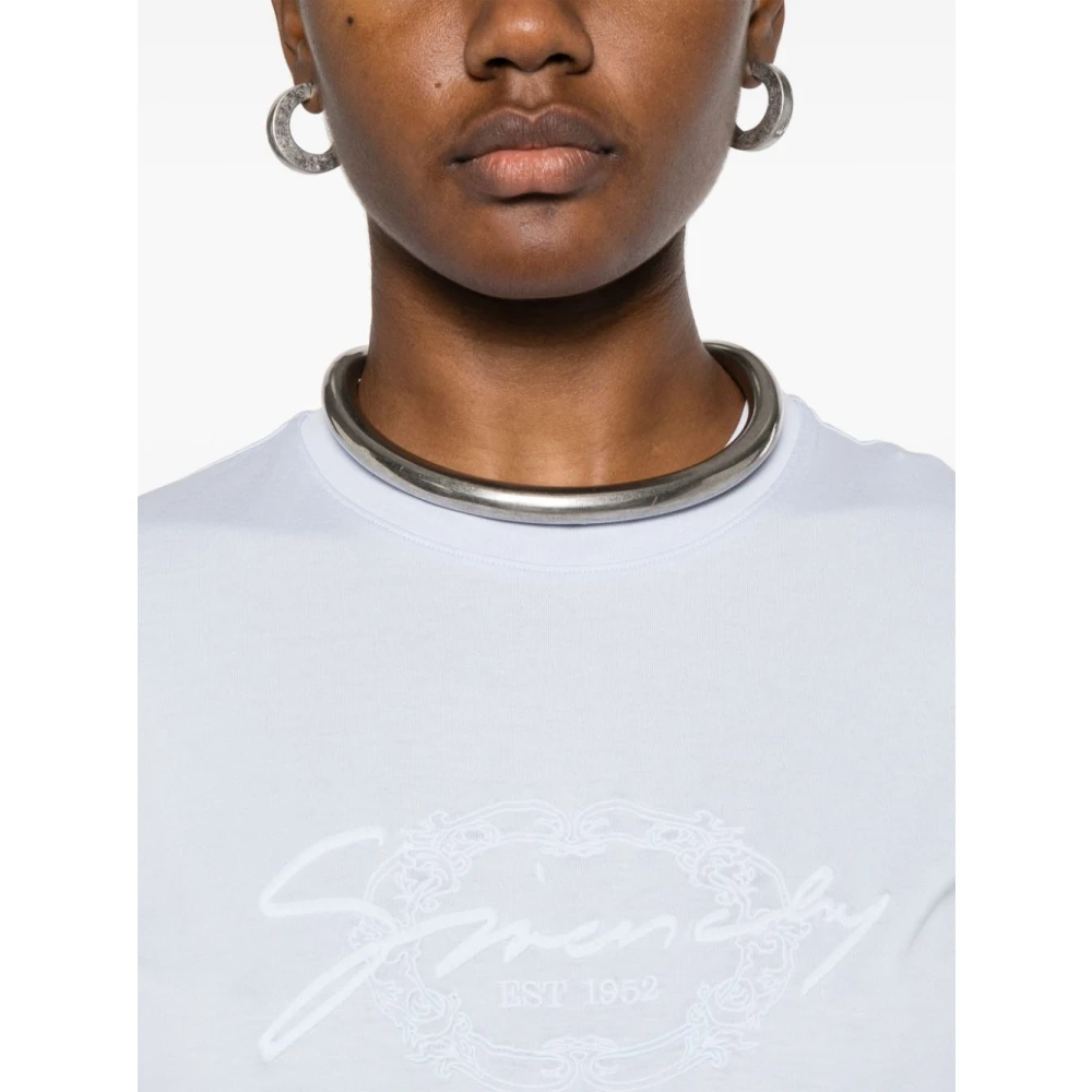 Givenchy Blauw Baby Logo Geborduurd Slim T-shirt Blue Dames