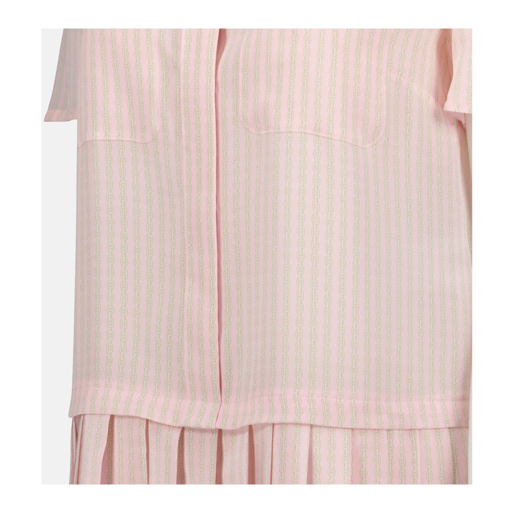 Versace Zijden overhemdjurk met gestreepte print Pink Dames