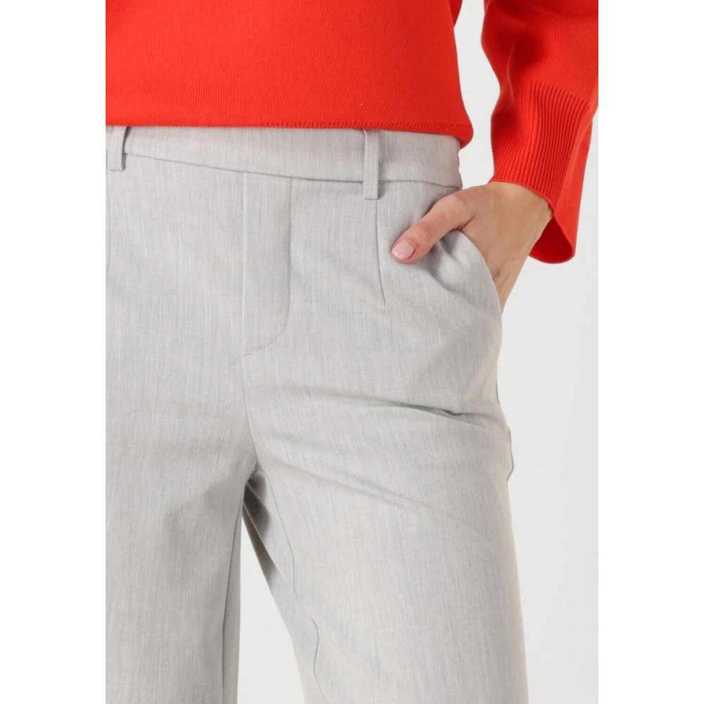 Object Wijde broek met veerdetail Gray Dames