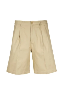 Pleated Cotton Bermuda Shorts