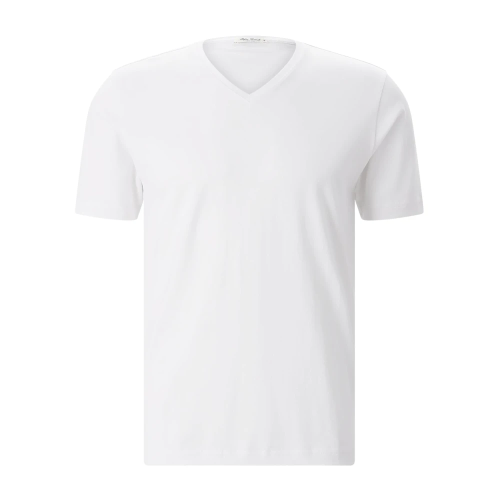 Stefan Brandt Mannelijk Wit Tops Heren, 2XL, Katoen, V-Neck T-Shirt