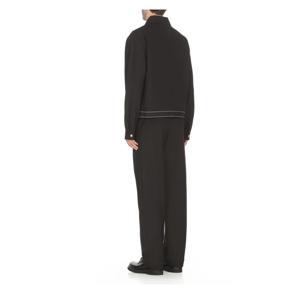 Casablanca Zwarte Jas Kraag Lange Mouw Rits Black Heren