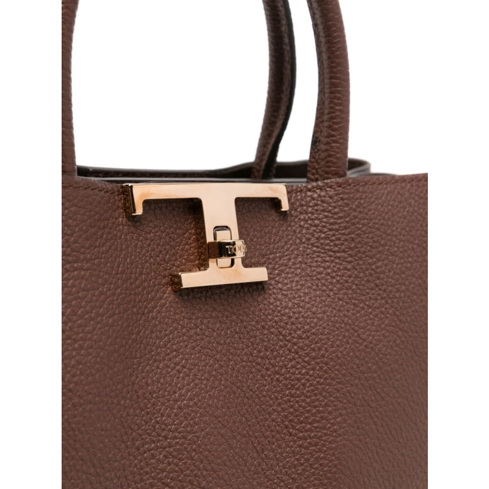 TOD'S Gestructureerde Leren Schoudertas Bruin Brown Dames