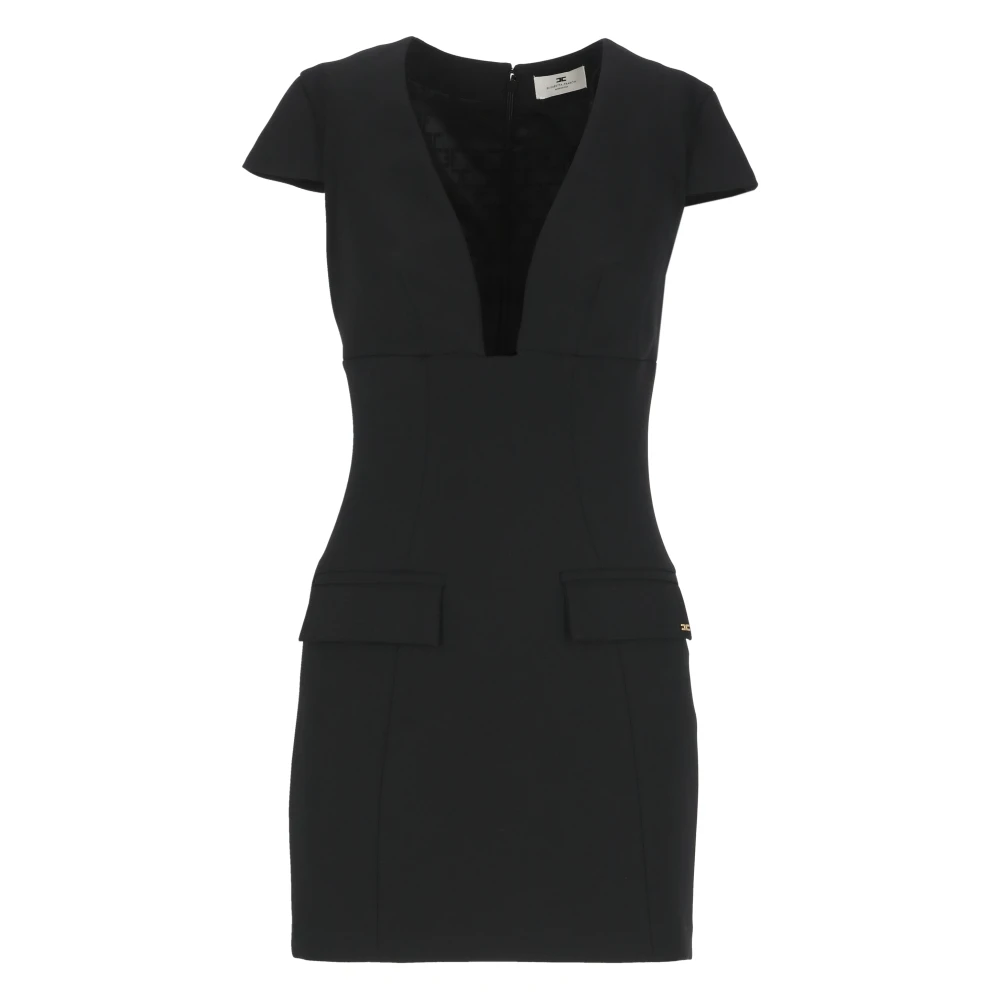 Elisabetta Franchi Black V-Neck Short Dress - Female - Short Dresses - Xs - Dresses