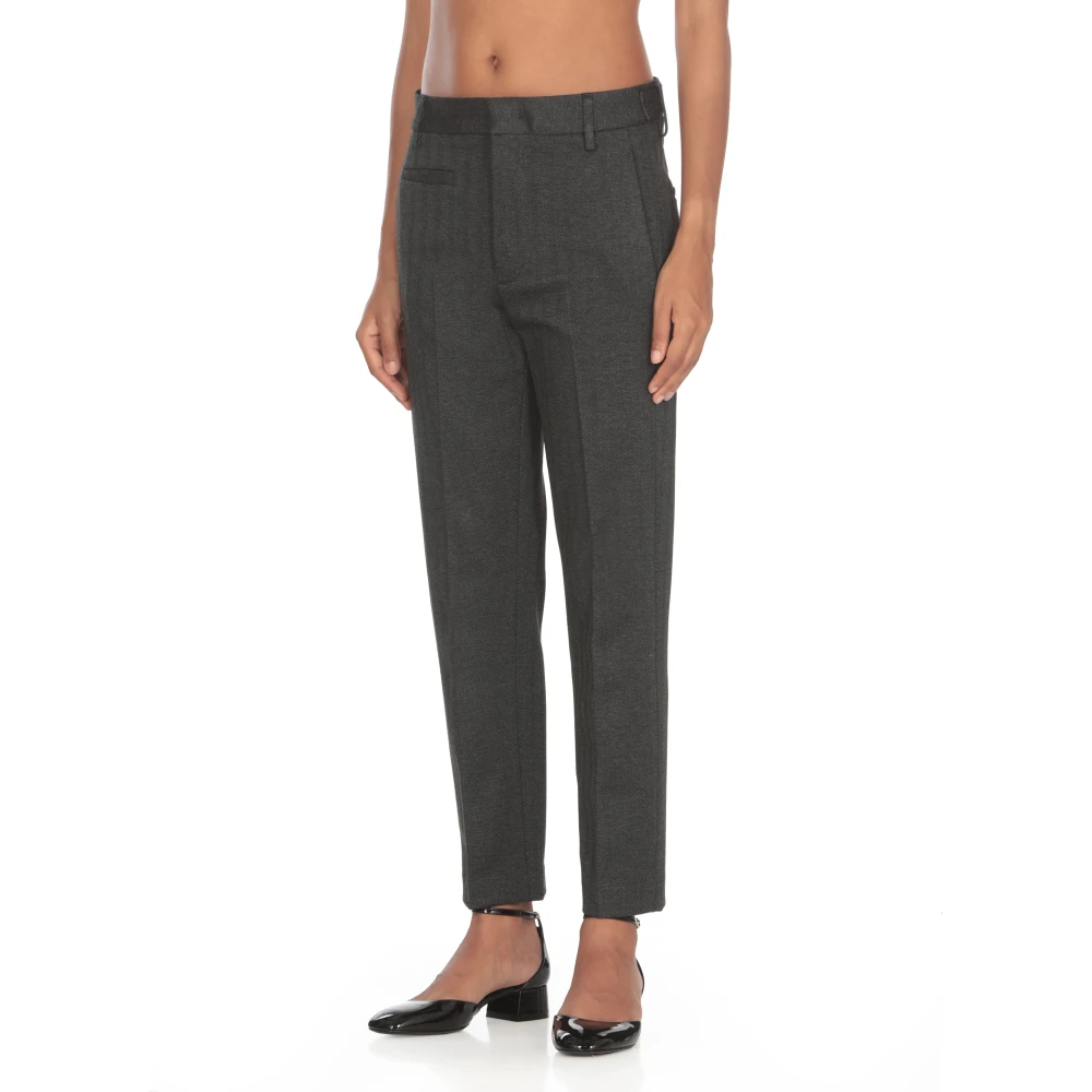 Dondup Zwarte Katoenen Broek met Riemlussen Black Dames