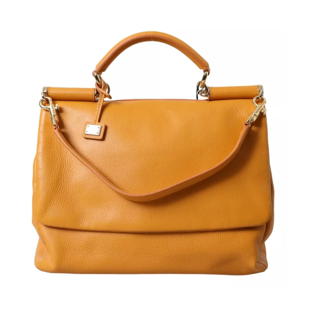 Dolce & Gabbana Gele leren Satchel tas Yellow Dames