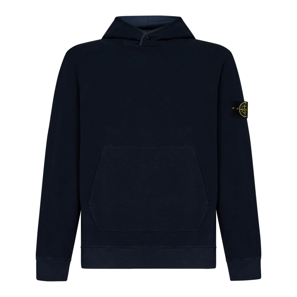 Stone Island Blauwe Trui met Capuchon en Kangoeroezak Blue Heren